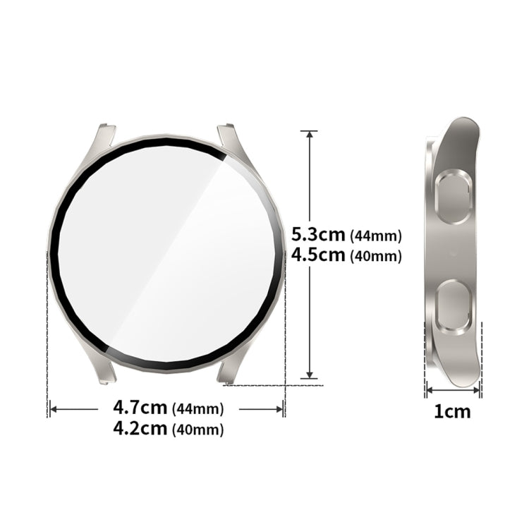 For Samsung Galaxy Watch7 44mm ENKAY Hat-Prince Full Coverage PC + Tempered Glass Film Integrated Watch Case(Silver) - Watch Cases by ENKAY | Online Shopping UK | buy2fix