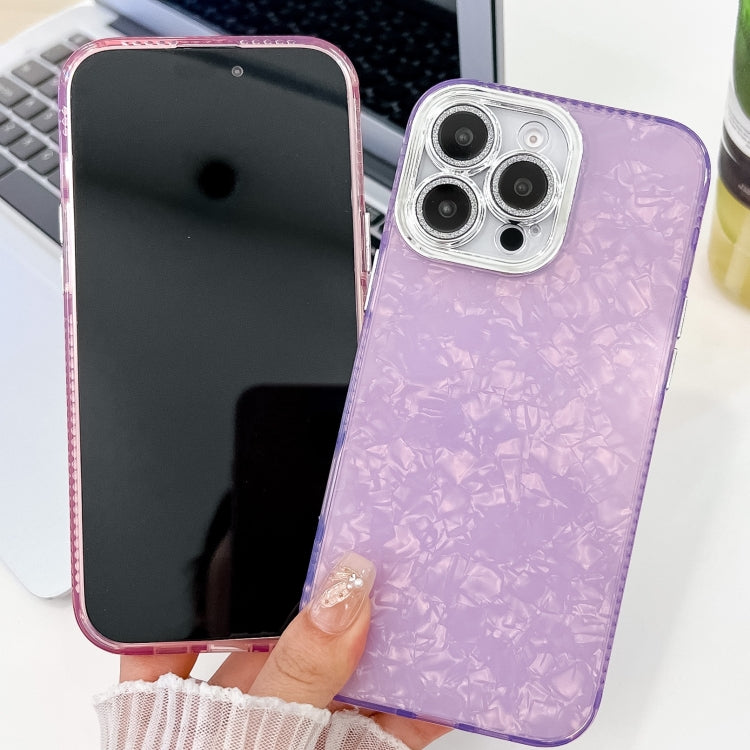 For iPhone 16 Pro Max Plating Glitter Texture TPU Phone Case with Lens Film(Purple Shell Pattern) - iPhone 16 Pro Max Cases by buy2fix | Online Shopping UK | buy2fix