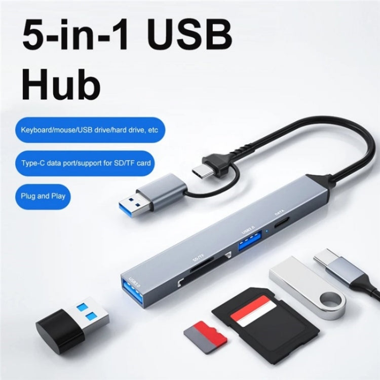 ADS-806D Type-C+USB to USB 3.0 Hub SD / TF Card Reader Multi-Function Docking Station - USB 3.0 HUB by buy2fix | Online Shopping UK | buy2fix