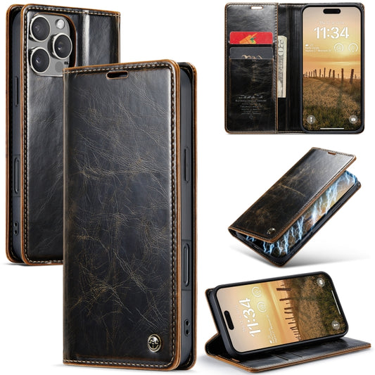 For iPhone 16 Pro Max CaseMe 003 Crazy Horse Texture Flip Leather Phone Case(Coffee) - iPhone 16 Pro Max Cases by CaseMe | Online Shopping UK | buy2fix