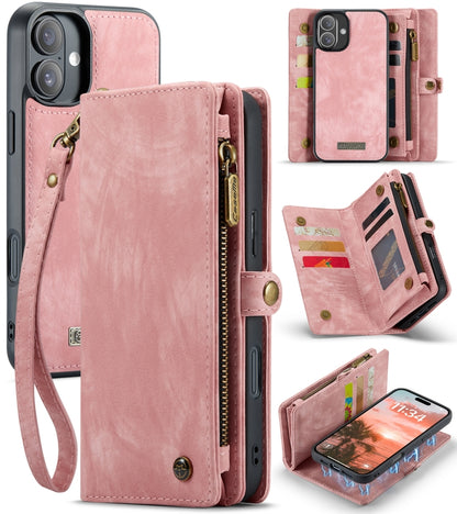 For iPhone 16 Plus CaseMe 008 Detachable Multifunctional Leather Phone Case(Pink) - iPhone 16 Plus Cases by CaseMe | Online Shopping UK | buy2fix