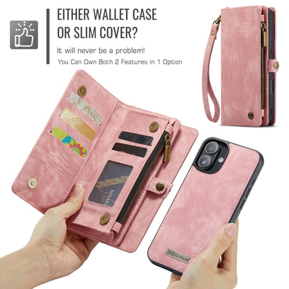 For iPhone 16 Plus CaseMe 008 Detachable Multifunctional Leather Phone Case(Pink) - iPhone 16 Plus Cases by CaseMe | Online Shopping UK | buy2fix