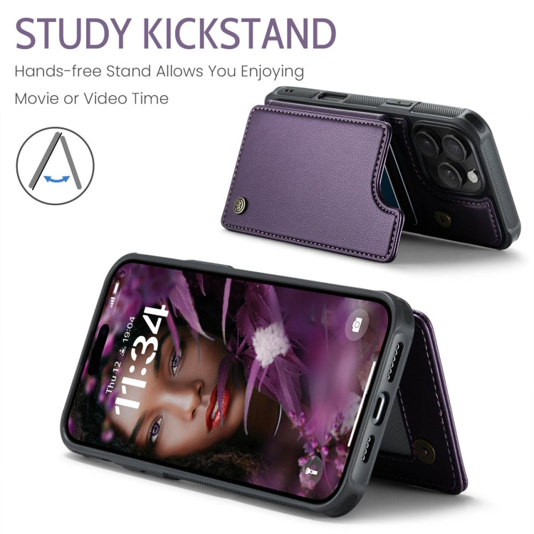 For iPhone 16 Pro CaseMe C22 Card Slots Holder RFID Anti-theft Phone Case(Purple) - iPhone 16 Pro Cases by CaseMe | Online Shopping UK | buy2fix