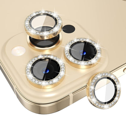 For iPhone 16 Pro / 16 Pro Max ENKAY AR Anti-reflection Individual Diamond Ring Camera Lens Glass Full Film(Golden) - iPhone 16 Pro Max Tempered Glass by ENKAY | Online Shopping UK | buy2fix