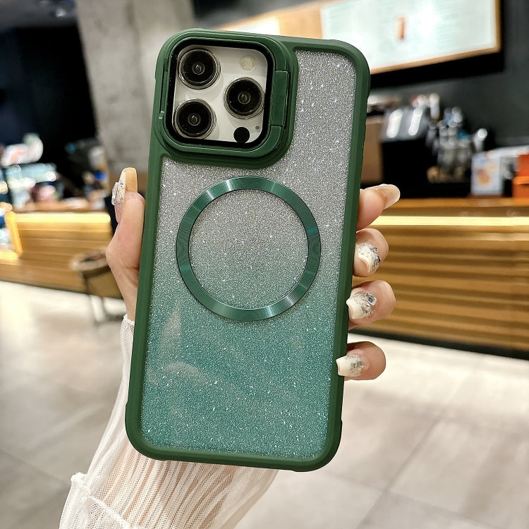 For iPhone 13 Pro CD-grain Gradient Glitter Magsafe Acrylic Hybrid TPU Phone Case(Green) - iPhone 13 Pro Cases by buy2fix | Online Shopping UK | buy2fix