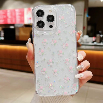 For iPhone 16 Pro Max Spring Garden Epoxy TPU Phone Case(F05 Pink and White Flowers) - iPhone 16 Pro Max Cases by buy2fix | Online Shopping UK | buy2fix