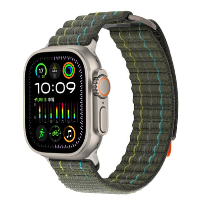 For Apple Watch Ultra 49mm Two Sections Nylon Hook and Loop Fastener Watch Band(Field Green) - Watch Bands by buy2fix | Online Shopping UK | buy2fix