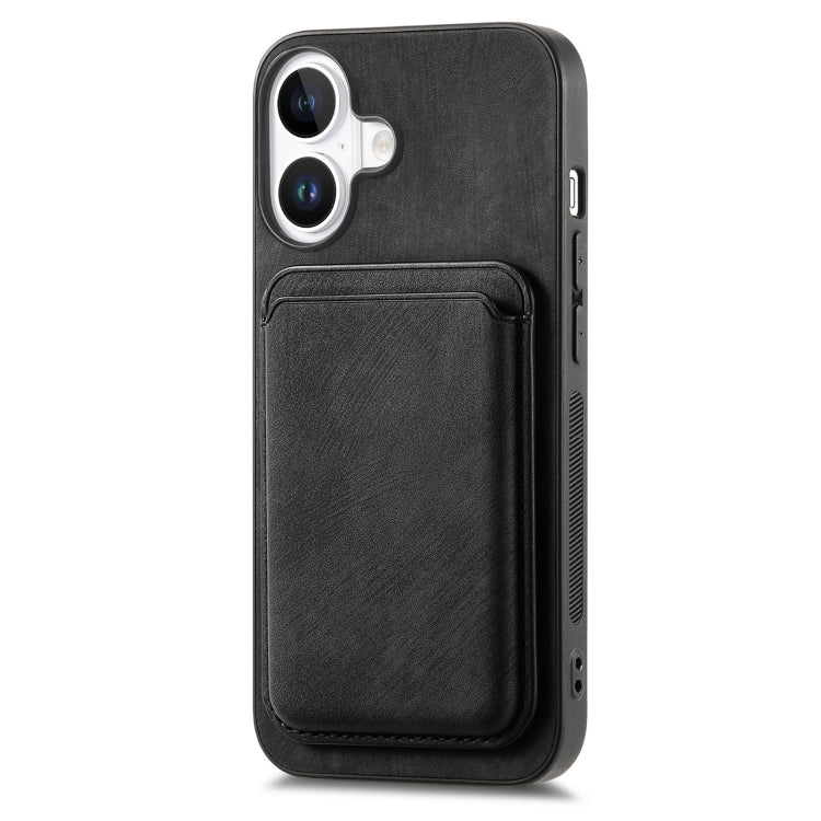 For iPhone 16 Plus Retro Leather Card Bag Magnetic Phone Case(Black) - iPhone 16 Plus Cases by buy2fix | Online Shopping UK | buy2fix