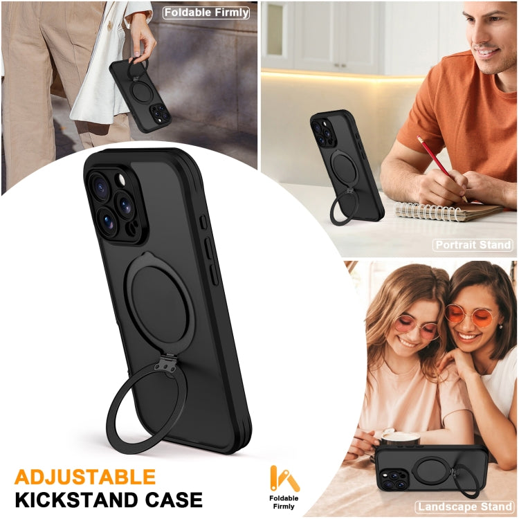 For iPhone 16 Pro Skin Feel MagSafe Holder 360 Full Body Phone Case(Black) - iPhone 16 Pro Cases by buy2fix | Online Shopping UK | buy2fix