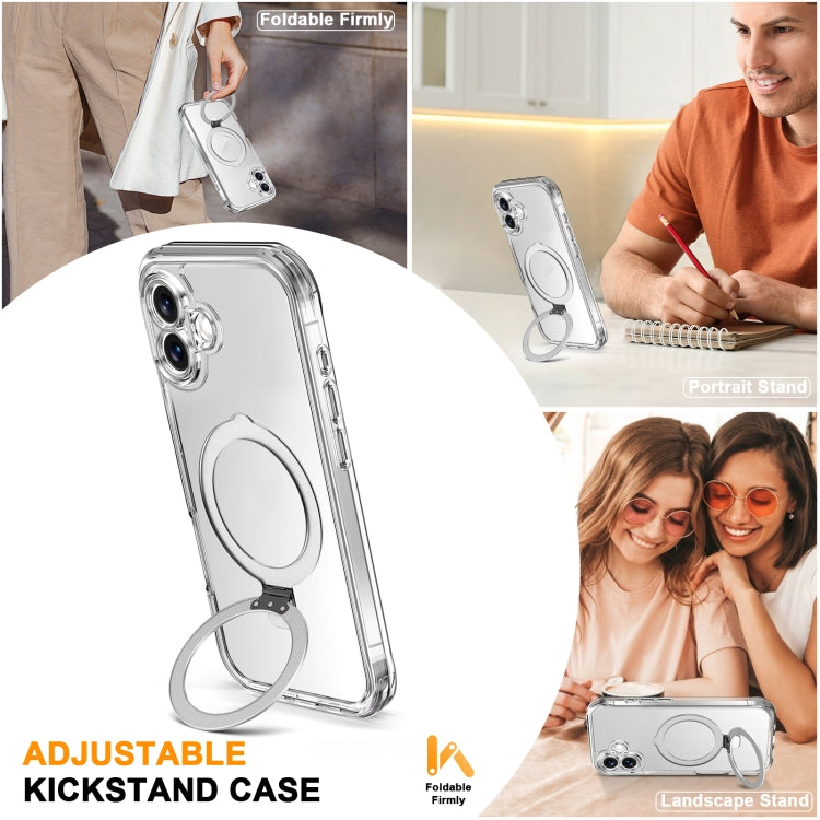 For iPhone 16 Plus Skin Feel MagSafe Holder 360 Full Body Phone Case(Transparent) - iPhone 16 Plus Cases by buy2fix | Online Shopping UK | buy2fix