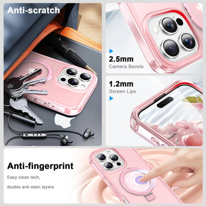 For iPhone 16 Pro Frosted Skin Feel MagSafe Holder 360 Full Body Phone Case(Pink) - iPhone 16 Pro Cases by buy2fix | Online Shopping UK | buy2fix