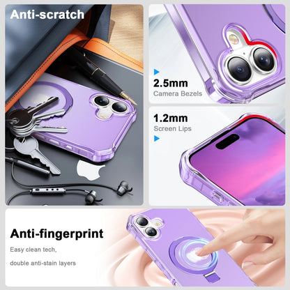 For iPhone 16 Plus Frosted Wave MagSafe Holder Phone Case(Purple) - More iPhone Cases by buy2fix | Online Shopping UK | buy2fix