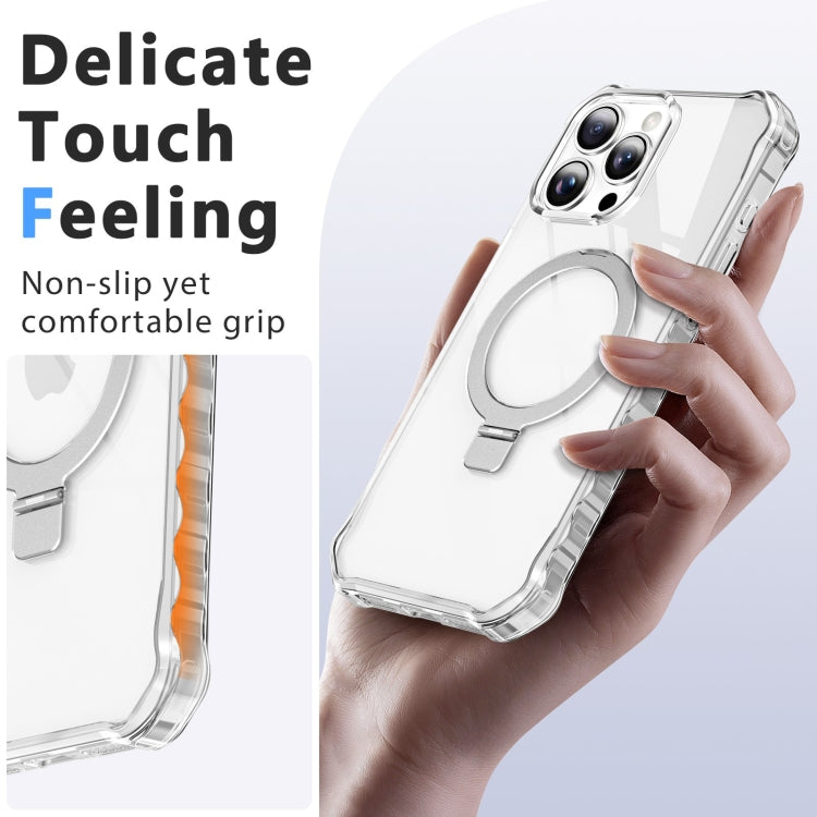 For iPhone 16 Pro Clear Wave MagSafe Holder Phone Case(Transparent) - More iPhone Cases by buy2fix | Online Shopping UK | buy2fix