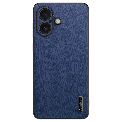 For iPhone 16 Tree Bark Leather Shockproof Phone Case(Blue) - iPhone 16 Cases by buy2fix | Online Shopping UK | buy2fix