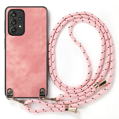 For Samsung Galaxy S25 5G Vintage Leather PC Back Cover Phone Case with Crossbody Strap(Pink) - Galaxy S25 5G Cases by buy2fix | Online Shopping UK | buy2fix