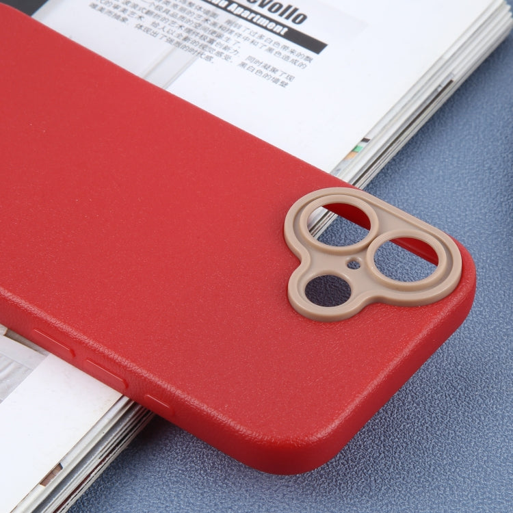 For iPhone 16 Plain Imitation Leather Back Cover Phone Case(Red) - iPhone 16 Cases by buy2fix | Online Shopping UK | buy2fix