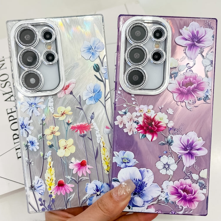 For Samsung Galaxy S25 5G Electroplating Flowers Plants Texture TPU Phone Case(Colorful Peony FL10) - Galaxy S25 5G Cases by buy2fix | Online Shopping UK | buy2fix