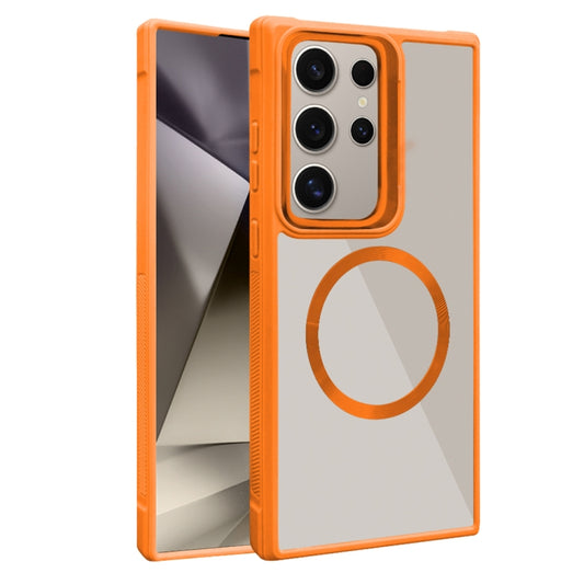 For Samsung Galaxy S25 Ultra 5G Plated CD Texture MagSafe Acrylic Hybrid TPU Phone Case(Orange) - Galaxy S25 Ultra 5G Cases by buy2fix | Online Shopping UK | buy2fix