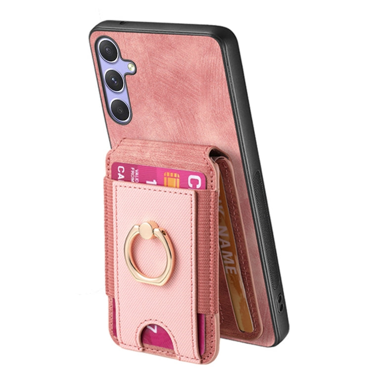 For Samsung Galaxy S25 5G Retro Splitable Magnetic Stand Card Bag Leather Phone Case(Pink) - Galaxy S25 5G Cases by buy2fix | Online Shopping UK | buy2fix