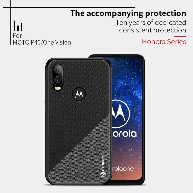 PINWUYO Hong Series Anti-fall TPU+ Chemical Fiber Cloth Protective Cover for Moto P40/One Vision(Brown) - Motorola Cases by PINWUYO | Online Shopping UK | buy2fix