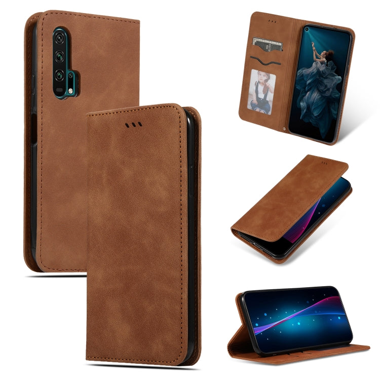 Retro Skin Feel Business Magnetic Horizontal Flip Leather Case for Huawei Honor 20 Pro(Brown) - Honor Cases by buy2fix | Online Shopping UK | buy2fix