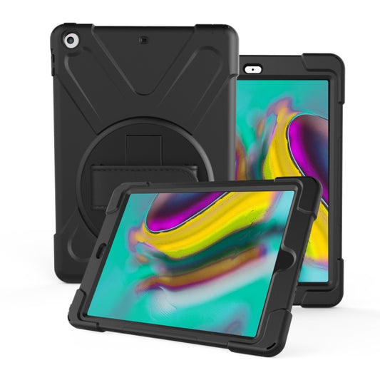 For Galaxy Tab S5E 10.5 (2019) T720   360 Degree Rotation PC + Silicone Protective Case with Holder & Hand-strap(Black) - Tab S5E 10.5 T720 / T725 by buy2fix | Online Shopping UK | buy2fix