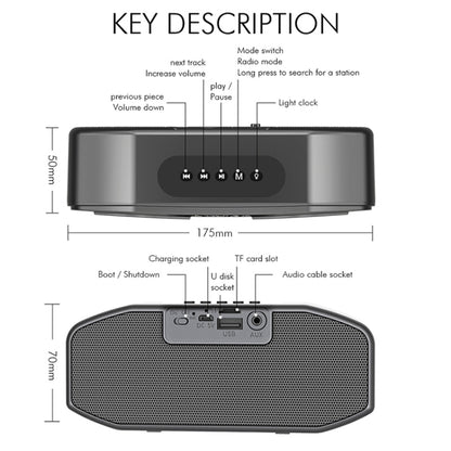 M5 Cool Owl Design Bluetooth Speaker LED Flash Wireless Loudspeaker FM Radio Alarm TF Card(Black) - Desktop Speaker by buy2fix | Online Shopping UK | buy2fix