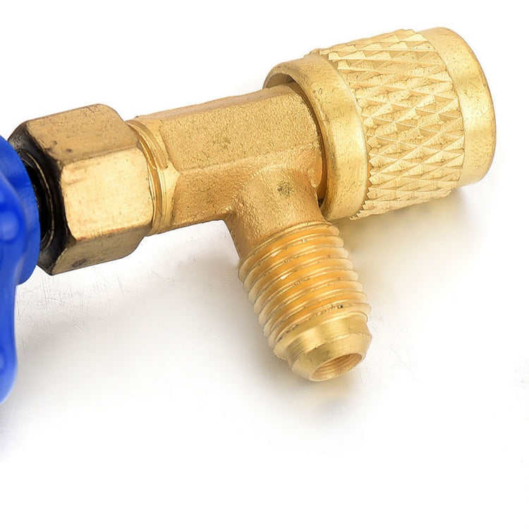 Blue Metal Valve Bottle Opener 1/4 SAE Connector Dispensing Refrigerant Valve Bottle Openers for R22 R134a R410A - Others by buy2fix | Online Shopping UK | buy2fix