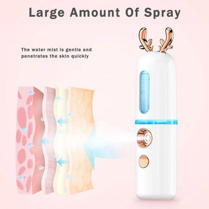 Facial Steamer Nano Spray Water Replenishing Instrument Portable Cold Spray Machine Charging Beauty Instrument Automatic Alcohol Sprayer, Style:Cute Rabbit(Pink) - Beauty Instrument by buy2fix | Online Shopping UK | buy2fix