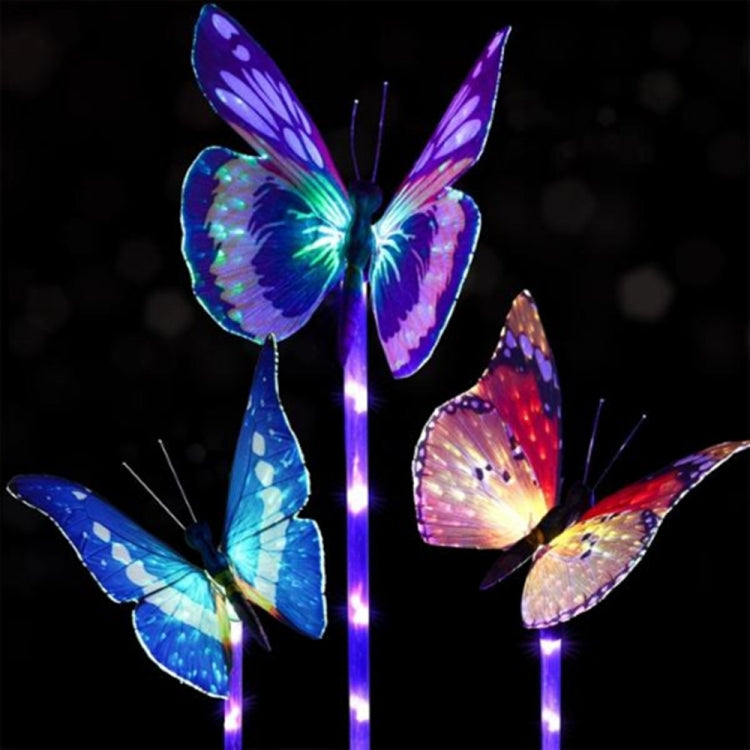 3 PCS Solar Power Light Multi-color Fiber Optic Butterfly LED Stake Light for Outdoor Garden - Solar Lights by buy2fix | Online Shopping UK | buy2fix