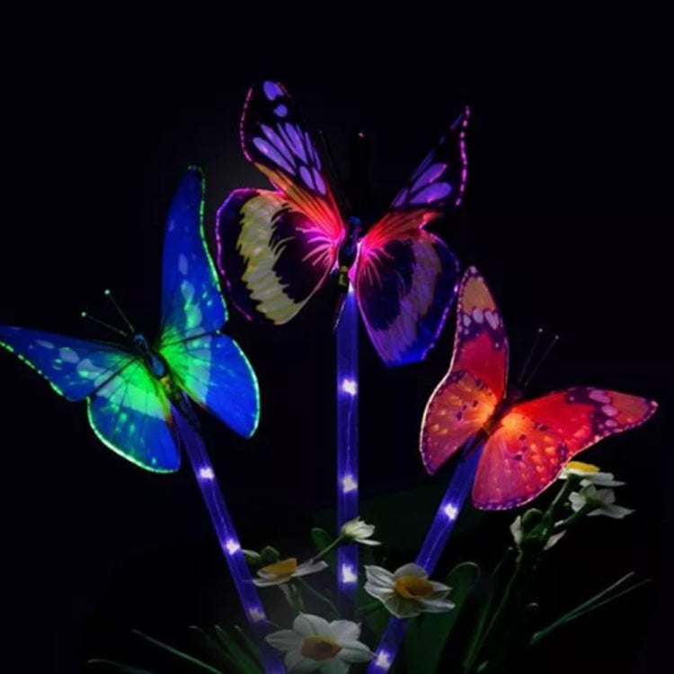 3 PCS Solar Power Light Multi-color Fiber Optic Butterfly LED Stake Light for Outdoor Garden - Solar Lights by buy2fix | Online Shopping UK | buy2fix