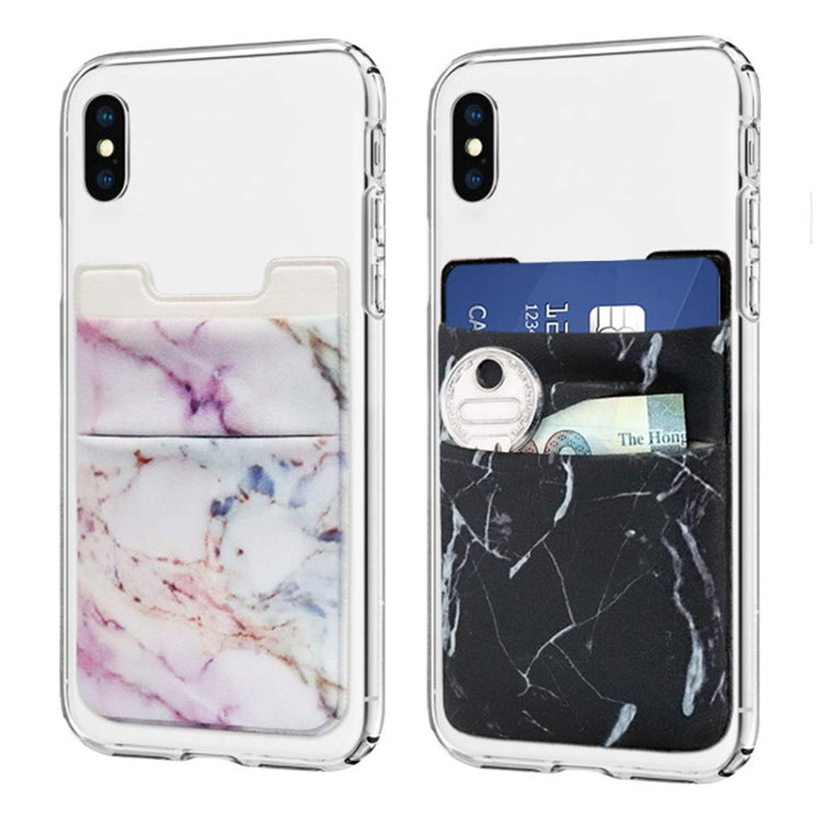 Marble Pattern Road Stretch Phone Back Plastic Card Holder Sticky Phone Clip(Pink) - Card & Passport Bags by buy2fix | Online Shopping UK | buy2fix