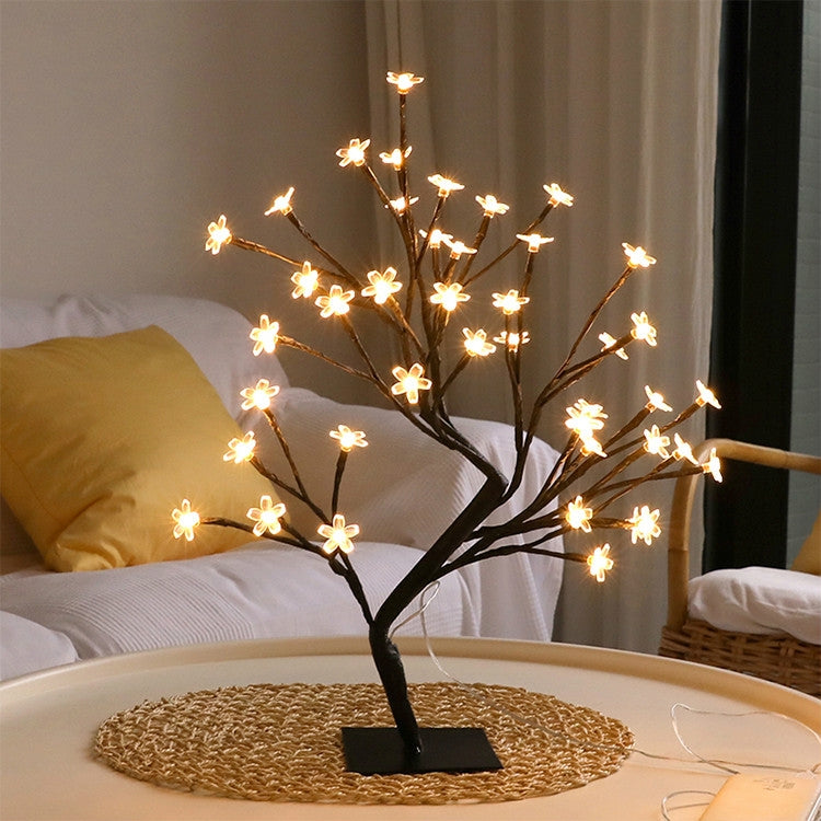 48 Lights Cherry Tree Lamp Table Lamp Room Layout Decoration Creative Bedside Night Light Gift, Style:Bauhinia Black Tree - Holiday Lights by buy2fix | Online Shopping UK | buy2fix