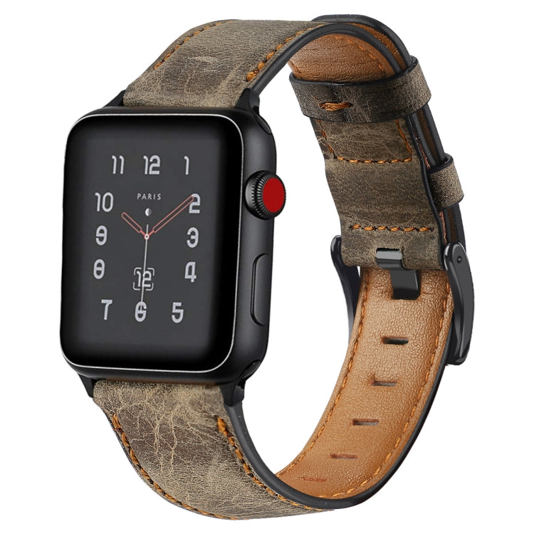 Vintage Oil Wax Cowhide Watch Band For Apple Watch 6&SE&5&4 44mm / 3&2&1 42mm(Coffee Brown) - Watch Bands by null | Online Shopping UK | buy2fix