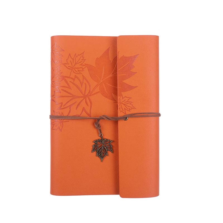 A5 PU Maple Retro Straps Handbook Loose-leaf Notebook(Orange) - Notebooks by buy2fix | Online Shopping UK | buy2fix