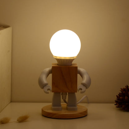 Solid Wood Robot Bedroom Bedside Simple Study Lamp Table Lamp, Style:USB Models - Bedside Light by buy2fix | Online Shopping UK | buy2fix