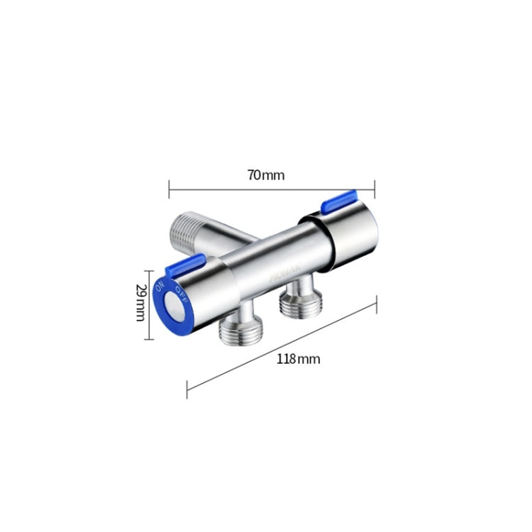 Stainless Steel One-In-Two-Out Multi-Function Three-Way Valve Faucet, Specification: Double 4-point Thread - Faucets & Accessories by buy2fix | Online Shopping UK | buy2fix