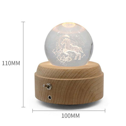 Girl Bedside Lamp Crystal Ball Wooden Base Music Box Charging Glow Rotating Night Light, Random Music(Mermaid) - Novelty Lighting by buy2fix | Online Shopping UK | buy2fix