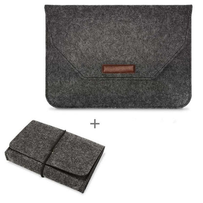 Portable Air Permeable Felt Sleeve Bag for MacBook Laptop, with Power Storage Bag, Size:12 inch(Black) - Protective Bags by buy2fix | Online Shopping UK | buy2fix