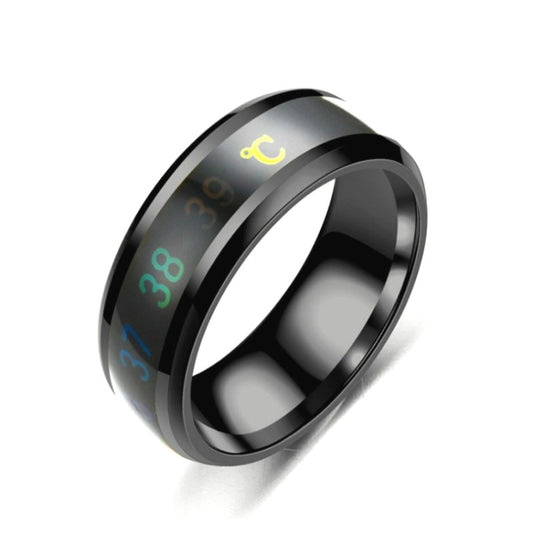 Smart Temperature Ring Stainless Steel Personalized Temperature Display Couple Ring, Size: 6(Black) - Rings by buy2fix | Online Shopping UK | buy2fix