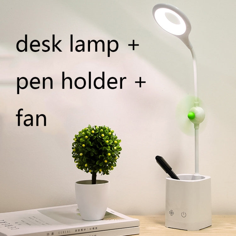 WS-8010 LED Fan Desk Lamp Bedside Desk USB Folding Desk Lamp, Colour: Pen Holder Yellow Fan Blade - Desk Lamps by buy2fix | Online Shopping UK | buy2fix