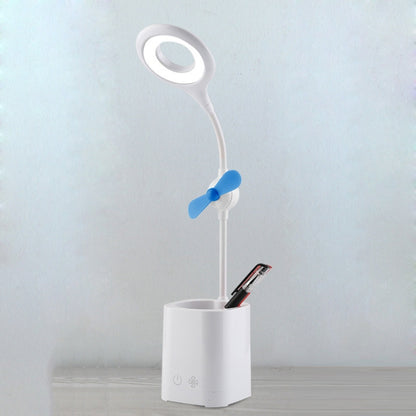 WS-8010 LED Fan Desk Lamp Bedside Desk USB Folding Desk Lamp, Colour: Pen Holder Blue Fan Blade - Desk Lamps by buy2fix | Online Shopping UK | buy2fix