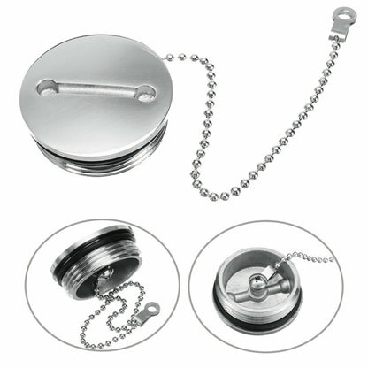 Stainless Steel Boat Deck Fill Filler Replacement Cap + Chain Boat Replacement Accessories - Marine Accessories & Parts by buy2fix | Online Shopping UK | buy2fix