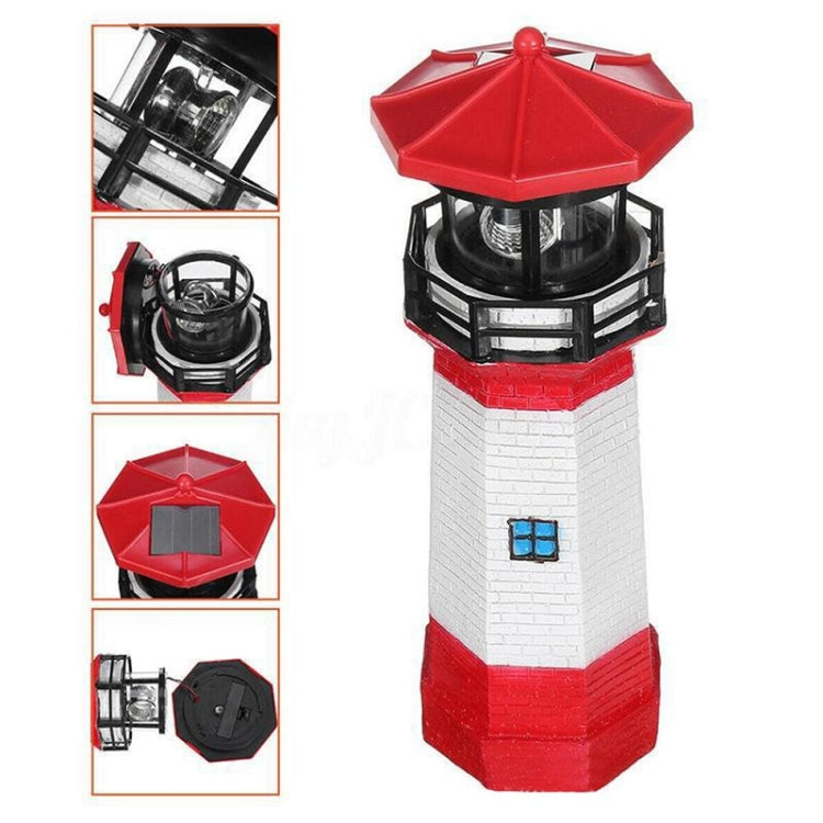 Outdoor Garden Decoration Solar Lighthouse Resin LED Revolving Light(Black White) - Solar Lights by buy2fix | Online Shopping UK | buy2fix