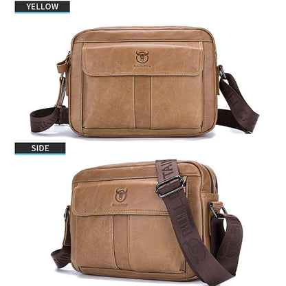 BULL CAPTAIN  Double Layer Leather One Shoulder Messenger Bag For Men(Yellow Brown) - Single-shoulder Bags by BULL CAPTAIN | Online Shopping UK | buy2fix