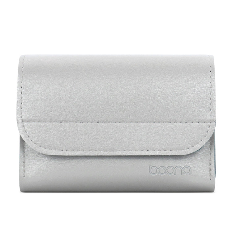 Baona BN-Q009 Small Leather Mouse Charger Storage Bag(Silver+Blue) - Digital Storage Bag by Baona | Online Shopping UK | buy2fix