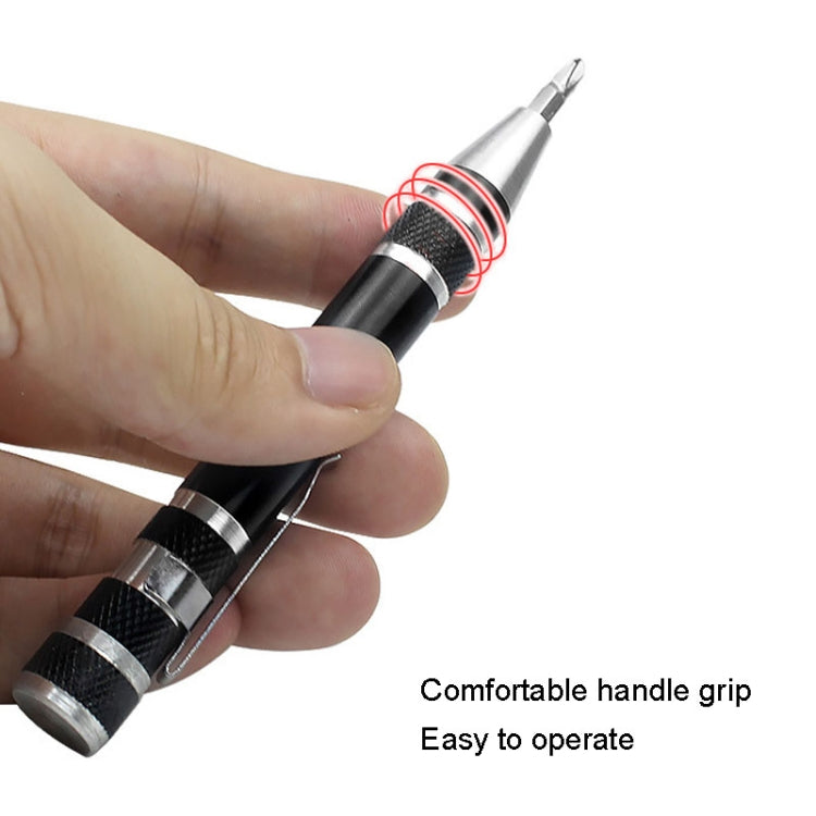 8 In 1 Screwdriver Aluminum Alloy Combination Disassembly Pen Repair Screwdriver(Silver) - Screwdriver Tools by buy2fix | Online Shopping UK | buy2fix