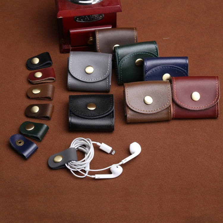 S122 Vintage Mini Leather Headphone Bag(Coffee) - Digital Storage Bag by buy2fix | Online Shopping UK | buy2fix