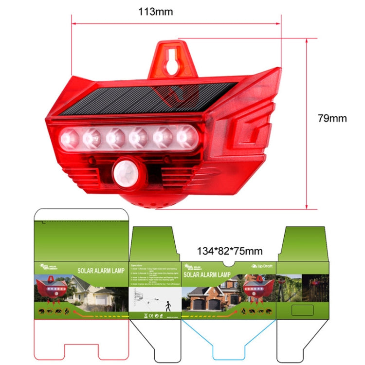 RC-710 Solar Burglar Alarm Light Remote Control Human Body Induction Drive(Red) - Solar Lights by buy2fix | Online Shopping UK | buy2fix