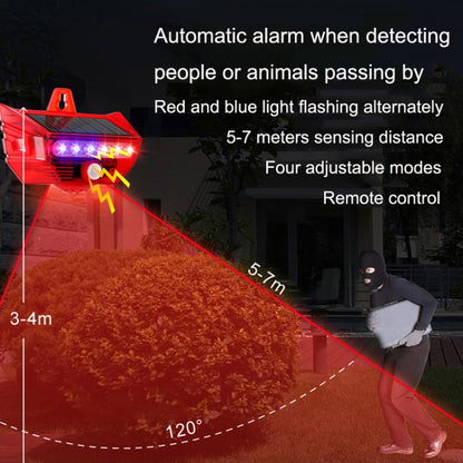 RC-710 Solar Burglar Alarm Light Remote Control Human Body Induction Drive(Red) - Solar Lights by buy2fix | Online Shopping UK | buy2fix